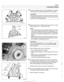 Page 327
Lubrication  stern/ 
Remove remaining seal carrier bolts (arrows) and carefully 
remove seal carrier without damaging the oil pan 
gasltet. 
CAUTION- 
After  removing  seal carrier, checlc oilpan gasket  for damage. 
If  gasket  is damaged  during removal,  remove oil pan (as de- 
scribed  later) and replace 
gasket. 
< Remove  old seal and install  new seal  into seal carrier using 
BMW  special  tools 
11 1 260 and 00 5 500. 
NOTE- 
A new radial  seal is used  from 4/98 production,  and is the 
only...