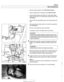 Page 725
Rear Suspension 
- Remove exhaust system. See 180 Exhaust  System. 
- Detach driveshaft from  differential. See 260 Driveshaft. 
- Remove brake caliper and brake  disc. Hang  brake  caliper 
aside with  stiff wire.  Do not  disconnect brake fluid  hose. See 
340 Brakes. 
- Remove  left and right  ABS sensors from  wheel bearing car- 
riers. 
Disconnect parking brake  cable from brake shoe expander. 
See  340 Brakes. 
Remove  heat shield from  above driveshaft 
If  equipped,  remove ride height sensor...