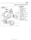 Page 773
Brakes 
BRAKE PADS, CALIPERS AND ROTORS 
Brake pads, 
calipers,  and rotors 
Braking system 
components 
1. Brake caliper  guide bolts 
2. Brake caliper 
3.  Brake  pad wear  sensor 
4. Brake  pad anti-rattle  clip 
5. Brake pads 
6. Front brake  rotor retaining  bolts 
7. Front brake  rotor 
8. Rear brake  rotor retaining  bolt 
9. Rear brake  rotor 
10.  Parking brake shoes  with hard- 
ware 
11. Rear  brake backing plate 
12.  Brake  pad carrier 
13.  Brake  pad carrier retaining  bolts   