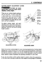 Page 193. CONTROLS 
CUTTING HEIGHT ADJUSTMENT LEVERS 
serious injury. Stop the engine before 
adjusting cutting height. 
There are six cutting height settings: 
3/4 in (2.0 cm), l-1/4 in (3.3 cm), 
l-3/4 in (4.5 cm), 2-l/4 in (5.6 cm), 
2-5/8 in (6.7 cm), and 3 in (7.7 cm). 
These are approximate figures, as the 
actual height of cut grass will vary with 
lawn and soil conditions. 
To adjust cutting height, pull each 
adjusting lever toward the wheel, and 
move it into another notch. Set all four 
adjusting...