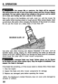 Page 346. OPERATION 
B If the mower tilts or overturns, the blade will be exposed; 
that will increase the risk of injury from blade contact and from thrown objects 
and debris. For your safety, keep all four wheels on the ground, and be careful 
not to lose your footing and your control of the mower. 
Keep a firm grip on the handlebar, and walk, never run, with the mower. Be 
very careful when mowing uneven or rough ground. Mow across slopes, never 
up and down. Be careful when changing the direction of the...