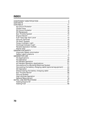 Page 7270 INDEX
.............................................................. COMPONENT IDENTIFICATION . 9
................................................................................................ CONTENTS . 3
.............................................................................................. CONTROLS . 11
........................................................................... AC Circuit Protector . 16
..........................................................................................