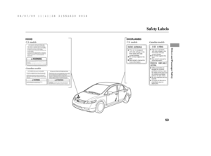 Page 59U.S. models U.S. models
Canadian modelsCanadian models
Saf ety L abels
Driver and Passenger Saf ety
53
HOODDOORJAMBS
——y


y
(#yy 