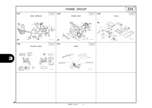 Page 33
30
2005.10.01 E
  
 
FRAME GROUP 
3
F-27
WIRE HARNESS
H 3F-28
FRAME BODY
H 4F-29
TOOLS
H 6
F-30
CAUTION LABEL
H 7F-31
MARK
H 8
C14 