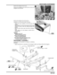 Page 30017-11
dummyhead
dummyhead
REAR WHEEL/SUSPENSION
Remove the swingarm pivot nut [1].
Remove the swingarm pivot bolt [2], then remove the
swingarm from the frame.
Remove the swingarm dust seal caps [1].
Installation is in the reverse order of removal.
 • Apply thin coat of grease to the pivot bolt outersurface.
 • Apply grease to the dust seal cap lips and fill the gap between the caps, collar and needle bearings with
grease.
 • Align the drive chain case slot with the swingarm hook.
 • Apply engine oil to...