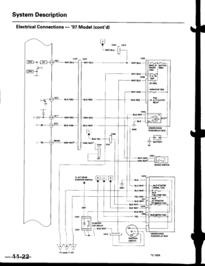 Page 225
System Description
Electrical Gonnections -97 Model lcontd)
|l/8LU l IU
t,l
T
WHT/€LU
wltT/BLr((
WHT/BLK
wltT/GRt{
,J
I.l
c352
CRN/FEO
BLU/ORN
GRI{/F€O
ALU/IVHT
T*,,*.
UNOER]IOODfUSE,/FEIAY 8OX
IVTII/BLU -
.* _f
IBtur,tvrr 
IBLU/W8T -.|
,aton L
;rfi
r _g!:f
BLK/FED I_
FUSE/BELAY BOX
*2: USA
rcl ({0A}
HOiX sIOf 05A)
rtc3r srAaIESSG|I|^L 05 )
11-22
www.emanualpro.com  