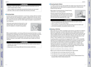 Page 1216    ||    17
       SAFETY
SAFETY
TABLE OF CONTENTS
INDEX
VISUAL INDEX
VOICE COMMAND 
INDEX
SAFETY 
INFORMATION
CUSTOMER
 INFORMATION
INSTRUMENT PANEL
SPECIFICATIONS
VEHICLE 
CONTROLS 
MAINTENANCE
AUDIO AND 
CONNECTIVITY
HANDLING THE  UNEXPECTED
BLUETOOTH® 
HANDSFREELINK®
DRIVING
HONDALINK®
NAVIGATION
 Protecting Infants
An infant must be properly restrained in a rear-facing, reclining child seat until the 
infant reaches the seat manufacturer’s weight or height limit for the seat, and the 
infant is...