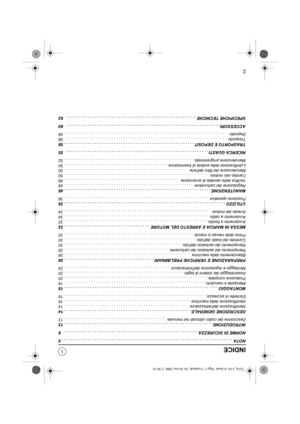 Page 1272
IINDICE
NOTA  . . . . . . . . . . . . . . . . . . . . . . . . . . . . . . . . . . . . . . . . . . . . . . . . . . . . . . . . . . . . . . . . . . . . . . . . 5
NORME DI SICUREZZA. . . . . . . . . . . . . . . . . . . . . . . . . . . . . . . . . . . . . . . . . . . . . . . . . . . . . . . . .   6
INTRODUZIONE . . . . . . . . . . . . . . . . . . . . . . . . . . . . . . . . . . . . . . . . . . . . . . . . . . . . . . . . . . . . . . . 12
Descrizione dei codici utilizzati nel manuale  . . . . . . . . . . ....