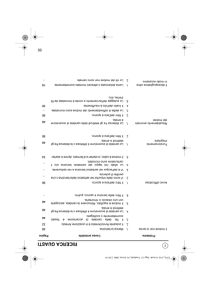 Page 7455
RICERCA GUASTI
Problema Causa probabile Pagina
Il motore non si avvia 1. Manca la benzina.28
2. Il pulsante Avvio/Arresto è in posizione Arresto.32
3. Il filo della candela di accensione è fissato
scorrettamente o scollegato.48
4. La candela di accensione è difettosa o la distanza fra gli
elettrodi è errata.48
5. Il motore è ingolfato. Rimuovere la candela, asciugarla
con uno straccio e rimontarla.48
6. Il filtro della benzina è sporco, pulirlo. -
Avvio difficoltoso 1. Il filtro dellaria è sporco.50...