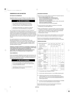 Page 6Î
Îµ
µ
µ
NEDERLANDS
ONDERHOUD AAN UW MOTOR
HET BELANG VAN ONDERHOUDVEILIGHEIDSVOORZORGEN
ONDERHOUDSSCHEMAKoolmonoxidevergiftiging door motoruitlaatgassen.
VEILIG ONDERHOUD Onderhoud, vervanging of reparatie van voorzieningen en systemen voor
emissieregeling mogen door een motorreparatiebedrijf of monteur alleen
worden uitgevoerd met gebruikmaking van onderdelen die
‘‘gecertificeerd’’ zijn volgens EPA-normen (Environmental Protection
Agency; instituut voor milieubescherming in Verenigde...