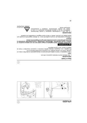 Page 9142
I
I
UTILIZZO
Disco a 3 denti
PRECAUZIONI:•Non utilizzare dischi di diametro superiore a 250 mm.
Taglio
Il disco tagliaerba a 3 denti si adatta particolarmente al decespugliamento di erba fitta e mista e di
cespugli, come rovi o arbusti selvatici, la cui sezione è anchessa inferiore a 2 cm.
Per tagliare i rovi, impugnare lattrezzo dallalto tenendolo in posizione orizzontale in modo da
tagliare e ridurre i rami in piccoli segmenti.
È pericoloso utilizzare i dischi tagliaerba su legno molto duro e/o con...