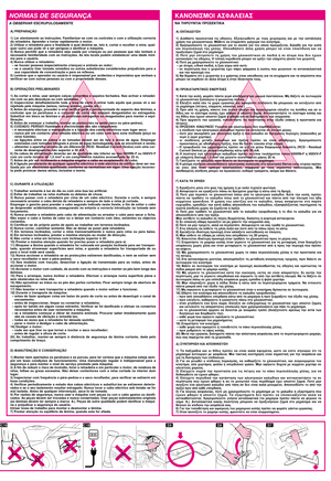 Page 4C16C18D5D6D7
A) PREPARAÇÃO
1) Ler atentamente as instruções. Familiarizar-se com os controles e com a utilização correcta
da relvadeira. Aprender a travar rapidamente o motor.
2) Utilizar a relvadeira para a finalidade à qual destina-se, isto é, cortar e recolher a relva. qual-
quer outro uso pode vir a ser perigoso e danificar a máquina.
3) Nunca permitir que a relvadeira seja usada por crianças ou por pessoas que não tenham a
necessária familiaridade com as instruções. As leis locais podem estabelecer...