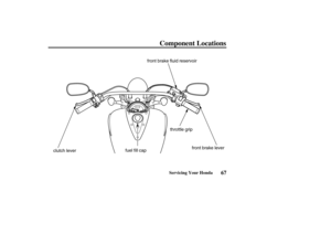 Page 76front brake lever
clutch leverfuel fill capthrottle grip front brake fluid reservoir
67
Component Locations
Servicing Your Honda
03/03/07 13:09:14 31MEM600_076 