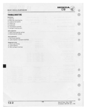 Page 132 
HEAR

WHEELISUSFENSIDN
 _q_

TRUIIBLESIIUUTIHB

Dsmltlatlun
 F.
 E.rrnt_
 tim

Z,
 Wrfrtn
 rrerpr
r.'rr1‘IE'r!I
 IIrE~iFIl'l-I3

3.
 Lr:-eee
 er
i:rrrrr:
 epriirrre

4,
 F;1uI1‘-|r'
 titril

E.
 Lcrcrsa
 etrla

El,
 TI-rrr
 |1-ressur-Er
 rr'r£tJt='Bi3!

3'.
 Swingerni
 bushing
'-r-rt'rr"-

Suit
 suspension

1.
 Weak
 muck
 trt:rsr:rrIeer
 sprlrrgs

2.
 Shock
 absorber
 leehnqﬁ

Harri
 atuperrslun

1.
 Hem
 r.lrr.rr:lr
 ulaenrber

2.
 Lack
 of
grease
 irr...