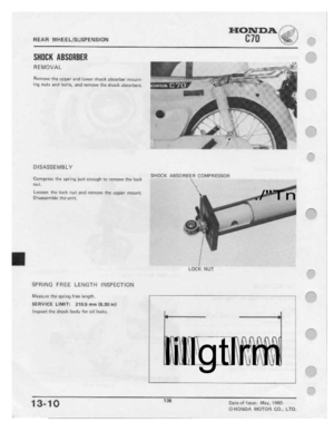 Page 140 
I-ICIIUILB.

r’
___

_._

_'\_fI"

ctn

REAR

WHEELFSUSFENSION
 -I.

-I1.

SIIIIIIIII
 ABSIIIIIIEFI

REMOVAL

Rerrtrwt"
 '-'i"Ie
unpe-*
 trod
lower
 shock
 absorber‘
 mount-

ihe
 I‘lI-IE5
 Brtti
l-tolls,
 and
remove
 the
slturtlc
 et;qI:IrbIgr-5,

DlSASSEI'I'IBL"r"

Compress
 1'1-B
spl'l|1g
 lU.IT
erto-tigh
 to
ram-|;rtIo
 the
Incl;

l'ILIl1.

I-IIICII-Bl'l
 Th-E
loclt
 rhtt
ant!
 remove
 tho
upper"
 mI5It,r|t_

Dlsui.-;:-ttlrnlaln
 the...