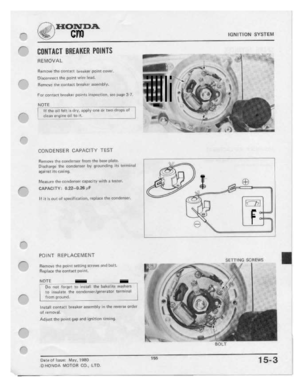 Page 157 
:"'

"

I

F‘

K-

4"‘
 P'H.

F.

F‘
 fr.
 r'“
 %.g)

cm

BIIIITAIIT
 BIIEIIIIEII
FIIIIITS

REMOVAL
 IGNITION

SMSTEM

illlli
 ,

‘#11::

Hem-oue
 the
zoom‘!
 I:|E'|-IIIEIF
point
emu:-r

Dir.;;nrmer:1
 the
point
 win:
lead».

Flumnun
 1I'|n
c.or|t_a-ct
 breaker
usslemiliy.
 If

For
 CI,‘l"-1|IC[
 hre:oI