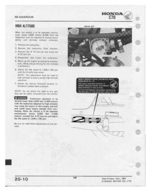 Page 186 
HONDA

Ia

'e2
 ADDENDUM
 [III]
-5'

Hllil-I
 lLTlTI.|lJE

'|i'.Il1er-
 lrle
vehicle
 =1
to
 big
 operated
 |;r_Ji|lir1u

uur-li.i
 mntrr
 E,-[I00
meters
 ll:i‘_iiDiIl
It!l'!1|
the

carburetor
 mus!
be
.'I|J_||.H]:|"|.I
 to
i-‘l'l!IlI'D'|‘E'
 di
ivo-

ill-ill
 W
 end
 -‘Ii-r-r-'ie5e
 eiilteuiit
'll‘fl‘liL'Sl'|',I|'l"|

I.
 FIE'r|"i|2|'|E
 HIE
r_'z-rrI’1i..rrr1i;Iir

2.
 FII.?IT'-lJ'ii'B
 ‘H19...