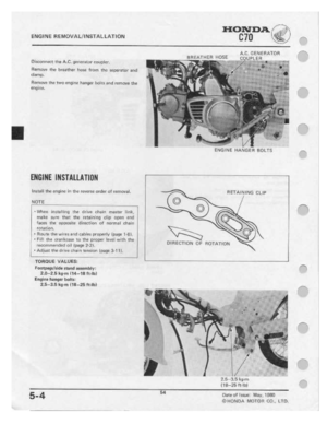 Page 56 
HONDA

F

ENGINE
 HEMDVALIINSTALLATIDH
 [:'].|‘]
'\%j'
.-.

|J'i5DlJI1l'1-BCt
 'lhE
FLC.
 gE|'1E'r.llu|'
 nuuplur

Hlrﬂm-‘I:
 1hr:
hl'Bi'|L‘hEl'
 hose
frum
 Th:
faupnritﬂf
 and

clump».

Rerncml
 1hr:
two
 sngirne
 hangar
 bnlu
and
mmm-4;
 the

englnu.
 RC.

GENERATOR

THEE
 HOSE

ENGINE
 Fl
BDLTS

ENGINE
 IHSTALLETIUN

IMI-Bll
 Thu
Ehglﬁl:
 |1\
lh-0
 r-wars:
 order
0!
remove-I.

NDTE
 @
""1

"fl-'hBl1
 |l'|1bI1lln|1
 thl!
dfiuu...