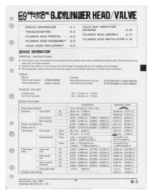 Page 59 
F‘

.r.-=~

rJ""\.

‘("“-.
 f""'*.

P.

r'~

F‘

KT‘.
 I.-\

I

F1
 E9

“‘f=1“B““

BJIYLINIJER
 HEI-ID
VIII.\IE

SERVICE
 INFDHIIIIATIDN

TRUUBLESHCIDTING

CYLINIJEFI
 HEAD
REMOVAL

CYLINDER
 HEAD
DISASSEMBLY

VALVE
 GUIDE
REPLACEMENT

SEIIIIIIIE
 IIIFIIIIIIRTIIIII

GENERAL
 INSTRUCTIONS

I
 TI1-'|
 =0w:1Iun
 CIJ\'l?|'i
rnainlcnancn
 and
In':r-rumlun
 uf1hr
0'|'IIn|:Iur
 head,
values,
 I:-in\:l1:|1‘t
 il1l'I
mcknr
 lI'lT1i.
Them
 ilrrvicu-i...