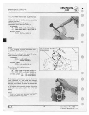 Page 66 
CY

Ll
ND
 E
Fl
 H
EA
 DFVALVE
 ‘I
'\'.

-

VA
 L"u"E
 STEM--TD-GU
 I
DE
 CLEA
 Fiﬂ\i"aiCE

lru|.1:|:r
 ﬁnch
value
 for
i:|=enr.lln-g,
 1.1|.|ming,
wmdqqq
 |J|'

Msurmal
 i‘iIE*fl'|
wear.

Chuck
 vnlvn
muvnmant
 in
the
 guitin

Measure
 and
re-::urd
 path
vdluq
 stum
C|,|]_

STAN
 DAFID:

IN:
 E.i455—5.#B5
 mm
[H.211-8-0.2-152
 ini

EX:
 5.1-35-54145
 mm
ED.21-W-iJ.i14-l
 in]

SEFIVIBE
 LIMIT:

IIWEK:
 E.-40
mm
[H.213
 ini

NOTE
 _
_

I
 Fi-Ham
 tha
|pi-cia
 tn
remnue...