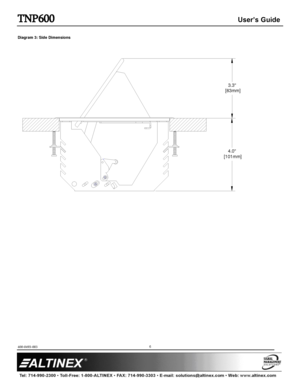 Page 6TNP600 User’s Guide 
400-0493-003  
 
 
 
 
 
 
6 
 
Diagram 3: Side Dimensions 
 
 
 3.3
 [83mm]
4.0
 [101mm]  