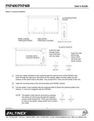 Page 10PNP400/PNP408 User’s Guide 
400-0109-009  
 
 
 
 
 
 
10 
 
Diagram 7: Accessory Installation                                                                    
  