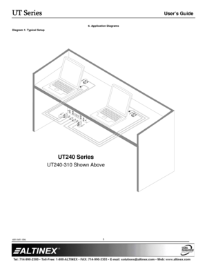 Page 5UT Series User’s Guide 
400-0491-006  
 
 
 
 
 
 
5
6. Application Diagrams 
Diagram 1: Typical Setup 
 
 
 
 
 
 
 
 
 
 
 
 
 
 
 
 
 
 
 
 
 
 
 
 
 
 
 
 
 
 
 
 
 
 
 
 
 
 
 
 
 
 
 
 
 
 
 
 
 
UT240-310 Shown Above
UT240 Series 