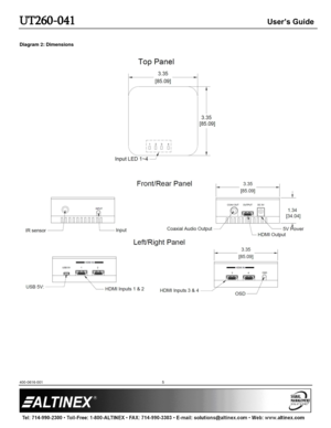 Page 5UT260-041  User’s Guide 
400-0616-001 5 
 
Diagram 2: Dimensions 
 
 
 
  