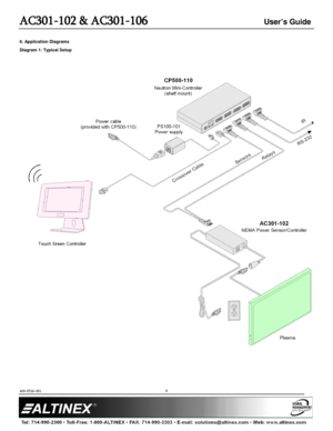 Page 4AC301-102 & AC301-106 User’s Guide 
400-0536-001   
 
 
 
 
 
4 
 
6. Application Diagrams 
Diagram  1 :  Typical Setup  
 
 
  