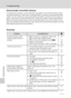 Page 140128
Troubleshooting
Technical Notes
Electronically Controlled Cameras
In extremely rare instances, unusual characters may appear in the monitor and the camera 
may stop functioning. In most cases, this phenomenon is caused by a strong external static 
charge. Turn the camera off, remove and replace the battery, and then turn the camera on 
again. In the event of continued malfunction, contact your retailer or Nikon representative. 
Note that disconnecting the power source as described above may result in...