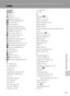 Page 173161
Technical Notes and Index
Index
Symbols
R 62
g (Tele) 25
f (Wide) 25
i Playback zoom 74
h Thumbnail playback 71
A Auto mode 22
C Scene mode 51
F Smart portrait mode 63
s Subject tracking mode 66
c Playback mode 28
F Auto sort mode 76
C List by date mode 79
z Setup menu 120
k Apply selection button 9
c Playback button 8
l Delete button 28, 29, 91, 105
A Shooting mode button 8
b Movie record button 8
n Self timer 32
m Flash mode 30
j Help 11
p Macro mode 33
d Menu button 10
o Exposure compensation 34...