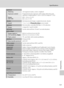 Page 143131
Specifications
Technical Notes
Exposure
Metering224-segment matrix, center-weighted
Exposure controlProgrammed auto exposure with motion detection and 
exposure compensation (–2.0 to  +2.0 EV in steps of 1/3 EV)
Range
(ISO 100)[W]: –1.0 to +15.5 EV
[T]: 1.2 to 17.7 EV
ShutterMechanical and charge-coupled electronic shutter
Speed1/1500–1 s, 4 s (Fireworks show scene mode)
ApertureElectronically-controlled ND filter (-2 AV) selection
Range2 steps (f/2.7 and f/5.4 [W])
Self-timerCan be selected from 10...