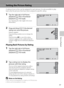 Page 10997
More on Playback
Setting the Picture Rating
A rating of one to five can be assigned to each picture. It is also possible to play 
back only the pictures that have been assigned a specific rating.
1Tap the right tab in full-frame 
playback (A78) or thumbnail 
playback (A79) mode.
See “Opening the Tabs” (A12) for more 
information.
2Drag and drop (A7) the desired 
rating icon onto the picture.
Rating is applied.
Drag and drop another icon to change the 
rating.
Drag and drop L to cancel the rating.
A...