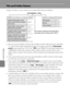 Page 196E84
Reference Section
File and Folder Names
Images, movies, or voice memos are assigned file names as follows.
•Files are saved in folders named with a folder number followed by an identifier: 
“P_” plus a three-digit sequential number for images captured in Panorama 
assist scene mode (e.g. “101P_001”; E5) and “NIKON” for all other images (e.g. 
“100NIKON”). When the number of files within a folder reaches 9999, a new 
folder will be created. File numbers will be assigned automatically starting with...