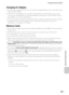 Page 207Caring for the Product
Technical Notes and Index
F5
Charging AC Adapter
•The Charging AC Adapter EH-69P is for use only with compatible devices. Do not use with another 
make or model of device.
•The EH-69P is compatible with AC 100-240 V, 50/60 Hz electrical outlets. When using in other 
countries, use a plug adapter (commercially available) as necessary. For more information about 
plug adapters, consult your travel agency.
•Do not, under any circumstances, use another make or model of AC adapter other...