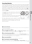 Page 6353
Reference—Focus
Focus Area Selection
At default settings, the D200 oﬀ ers a choice of eleven focus areas that together 
cover a wide area of the frame.  The focus area can be selected manually, allow-
ing photographs to be com posed the main sub ject positioned almost anywhere 
in the frame, or automatically to ensure that the subject closest to the camera is 
always in focus regardless of where it is the frame (closest-subject priority; 
 54).  
Group dynamic-AF can be used to focus on the closest...