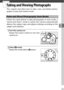 Page 5533
z
z
Taking and Viewing Photographs
This chapter describes how to take, view, and delete photo-
graphs in auto and creative mode.
Follow the steps below to take photographs in auto mode, a
“point-and-shoot” mode in which the camera automatically
detects the subject type and adjusts settings according to the
subject and situation.
1Turn the camera on.
2Select  C mode.
Point-and-Shoot Photography (Auto Mode)
Rotate the power switch to turn the
camera on. 
Rotate the mode dial to  C (auto). 