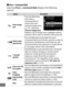 Page 372348
❚❚Press + Command Dials
Selecting  Press + command dials  displays the following 
options:
OptionDescription
iChoose image 
area Press the 
Fn button 
and rotate a 
command dial to 
choose from pre-
selected image areas 
( 0 74).
 Selecting 
Choose image area  
displays a list of image areas; highlight options 
and press  2 to select or deselect, then press  J.
$Shutter spd & 
aperture lock Press the 
Fn button and rotate the main 
command dial to lock shutter speed in modes  f 
and  h; press the  Fn...