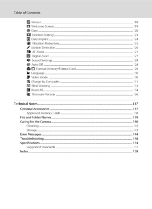 Page 12x
Table of Contents
aMenus ............................................................................................................................................................. 118
cWelcome Screen....................................................................................................................................... 119
dDate...