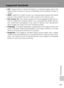 Page 191177
Technical Notes
Supported Standards
•DCF: Design Rule for Camera File System is a standard widely used in the
digital camera industry to ensure compatibility among different makes of
camera.
•DPOF: Digital Print Order Format is an industry-wide standard that allows
pictures to be printed from print orders stored on the memory card.
•Exif version 2.2: This camera supports Exif (Exchangeable Image File For-
mat for Digital Still Cameras) version 2.2, a standard that allows informa-
tion stored with...