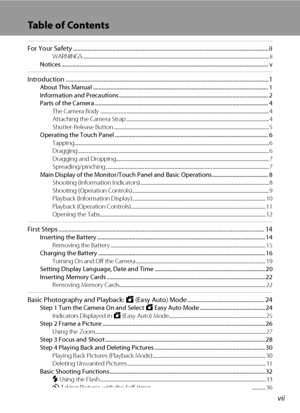 Page 9vii
Table of Contents
For Your Safety ...................................................................................................................................... iiWARNINGS .................................................................................................................................................................. ii
Notices ..........................................................................................................................................................