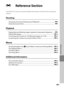 Page 113E1
Reference Section
E Reference Section
The Reference Section provides detailed information and hints about using the 
camera.
Shooting
Using Easy Panorama (Shooting and Playback) ..............................................E2
Using Panorama Assist .............................................................................................E5
Playback
Playing Back and Deleting Images Captured Continuously (Sequence)......E7
Editing Still Images...