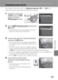 Page 117E5
Reference Section
Using Panorama Assist
Use a tripod for the best results. Set Vibration reduction (E67) to Off in the 
setup menu when using a tripod to stabilize the camera.
1Rotate the mode dial to 
y, press the d 
button and select 
pPanorama (A39).
2Select UPanorama assist and press the 
k button.
•Panorama direction icons are displayed to show the 
direction in which images will be joined.
3Use the multi selector to select the direction 
and press the k
 button.
•Select the direction in which...