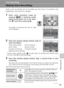 Page 7159
Voice Recordings
Voice Recordings
Making Voice Recordings
Audio voice recordings can be recorded over the built-in microphone and
played back over the built-in speaker.
1Enter voice recording mode by
pressing 
p in shooting mode,
selecting 
O (press the multi selec-
tor 
H), and then pressing d.
The length of recording that can be made
will be displayed.
2Press the shutter-release button fully to
start recording.*
* Camera enters standby mode (c15) after about 30 seconds and indicator lamp
turns red....