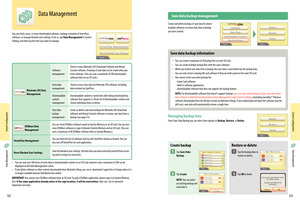 Page 28System Configuration
52
System Configuration
53
Data Management
Data Management
Data Management
You can check, erase, or move downloaded software, manage activation of StreetPass software, or manage blocked-user settings. To do so, tap Data Management in System Settings and then tap the item you want to manage.
 Save data backup management
Create and delete backups of save data for down-loadable software or restore data from a backup you have created.
Save data backup information
• You can create a...