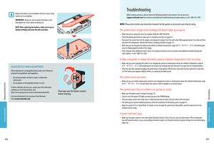 Page 33Consumer Information
Consumer Information
6362
Replacing the Battery Pack
Troubleshooting
4  
Replace the battery cover and tighten the four screws, being careful not to overtighten.
IMPORTANT: Always be sure to replace the battery cover and tighten the screws before resuming use.
NOTE: After replacing the battery, make sure to go to System Settings and reset the time and date.
PLEASE RECYCLE YOUR USED BATTERIES
When disposing of a rechargeable battery, take care to follow ap-propriate local guidelines...