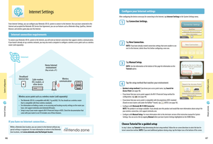 Page 25System Configuration
46
System Configuration
47
Internet Settings
Internet Settings
From Internet Settings, you can configure your Nintendo 3DS XL system to connect to the Internet. Once you have connected to the Internet and accepted the Nintendo 3DS Service User Agreement, you can use features such as Nintendo eShop, SpotPass, Internet Browser, and wireless game play over the Internet.
 Internet connection requirements
To connect your Nintendo 3DS XL system to the Internet, you will need an Internet...