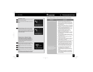 Page 13
5 • TROUBLESHOOTING
4 • MAIN MENU
Erasing a File
Formatting a Memory CardUse the Control Stick to highlight the file that you want to
erase and press the A Button.
Use the Control Stick to select ERASE and press the A
Button.
A window will appear to confirm your choice. Use the
Control Stick to highlight YES and press the A Button.
The file will be then be erased from your Memory Card.
NOTE: If you erase a file from your Memory Card, it will
be gone forever. Be careful that you dont erase a file
that...