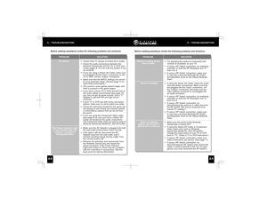 Page 14
5 • TROUBLESHOOTING5 • TROUBLESHOOTING
Before seeking assistance review the following problems and solutions:
PROBLEM SOLUTION
Before seeking assistance review the following problems and solutions:
PROBLEM SOLUTION • Check if the TV volume is turned off or muted.
• Check the audio connections between theNintendo GameCube and the TV or VCR and
review pages 8-10 to be sure the system is set
up correctly.
• If you are using a Stereo AV Cable, make sure it is plugged into the Input connectors on the
TV or...