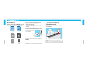 Page 19Note:Label faces
towards the Wii game disc slot
SD Card SDHC Card
miniSD Card
and Adapter microSD Card
and Adapter
Using Memory Cards
34
35
Using Memory Cards
    Using Nintendo GameCube Memory Cards
NOTE: Nintendo GameCube Memory Cards can only be used to save game 
information for Nintendo GameCube Game Discs.
To use a Nintendo GameCube Memory Card, open the slot cover and insert the 
memory card as shown below.
Note: Label faces
towards the top or right side of the Wii console.
Using Memory Cards...